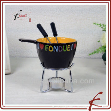 ceramic fondue set with fork